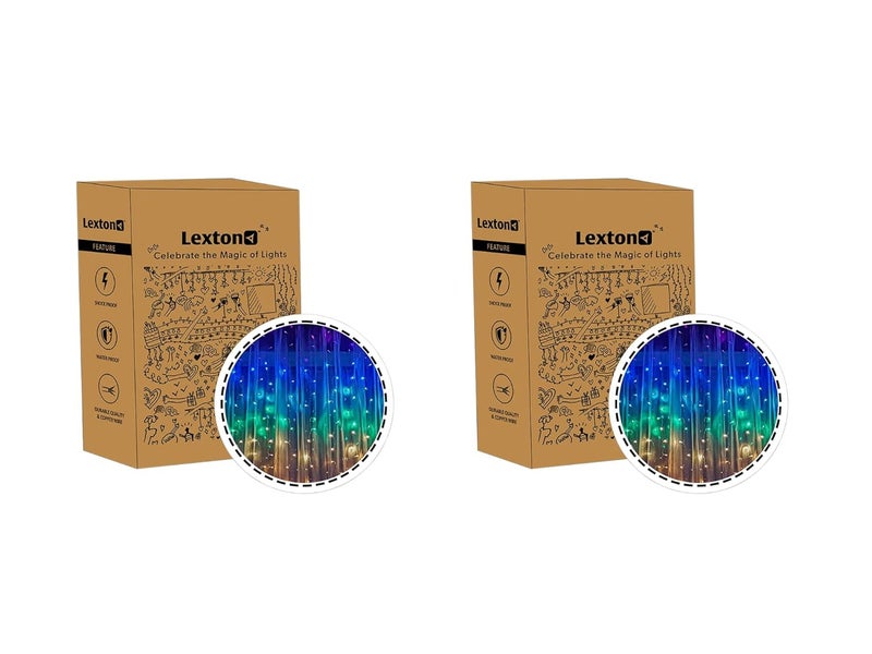 Lexton Lexton 190 Led 98 Feet Curtain Lights Fairy String Lights with 8 Modes for Decoration Multicolor Pack of 2 Standard  - Image 1