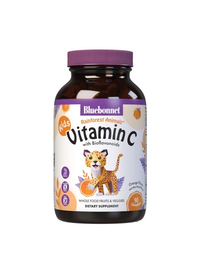 Bluebonnet أقراص فيتامين سي على شكل حيوانات من بلو بونيت نوتريشن، 250 ملغ من فيتامين سي، خالية من الصويا، خالية من الغلوتين، معتمدة كوشير، خالية من الألبان، نباتية، 90 قرص، 45 حصة، بنكهة البرتقال - Image 1