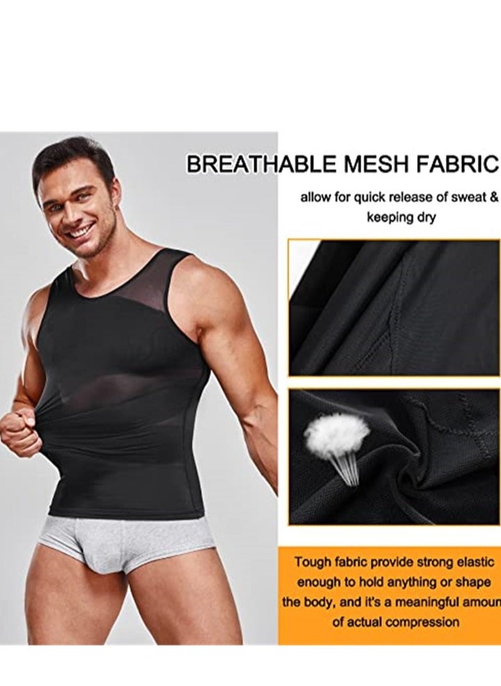 VIUAUAX Compression Shirt for Men Slimming Undershirt Body Shaper Tank top for gynomastica Sleeveless Shapewear Vest Men L  - Image 2