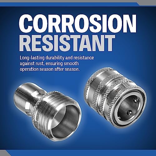 Essential Washer ¾” Stainless Steel Garden Hose Quick Connect Fittings | Plug & Coupler Set of 3 - Image 3