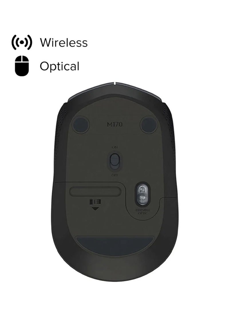 Logitech M170 Wireless USB Mouse, 2.4GHz Wireless Technology, Optical Tracking, Up to 10m Wireless Range, Grey/Black - Image 2