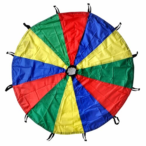 GSi Kids Play Parachute Rainbow Parachute Toy Tent Game for Children Gymnastics Cooperative Play and Outdoor Playground Activities (12 Feet) - Image 1