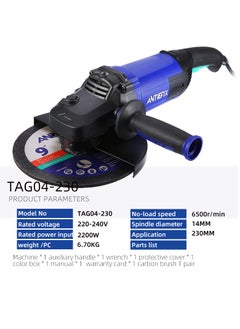ANTIEFIX Hot sale angle grinder 2200W 6500r/min high quality angle grinder  - Image 1