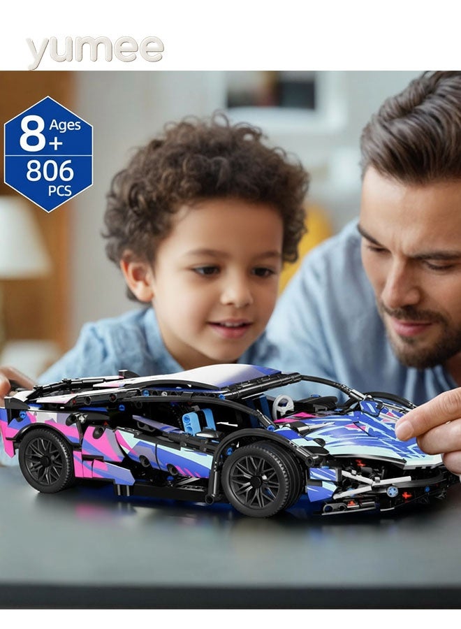 يمي مجموعة بناء سيارات رياضية، ألعاب بناء سيارات رياضية فائقة، للكبار، نموذج سيارة بمقياس 1:14، مجموعة ألعاب بناء سيارات سباق قابلة للتجميع للأولاد من عمر 14 عامًا فما فوق، للكبار (806 قطعة) - Image 5