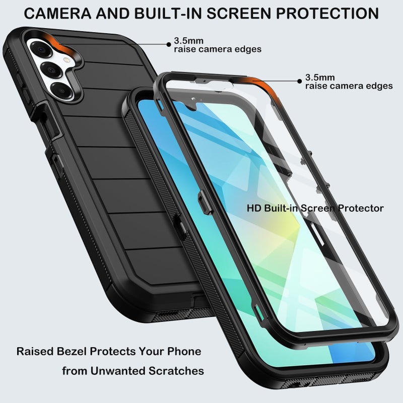 KECAI for Samsung Galaxy A16 5G Case with Belt Clip Holster,Built-in Screen Protector,Heavy Duty Shockproof Drop Protection Military Grade Full Body Rugged Durable Phone Cover (Black) - Image 2