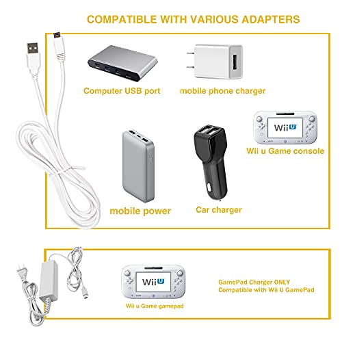 Xahpower Charger Kits for Wii U Gamepad, AC Power Adapter Charger and USB Charging Cord for Nintendo Wii U Gamepad Remote Controller - Image 4