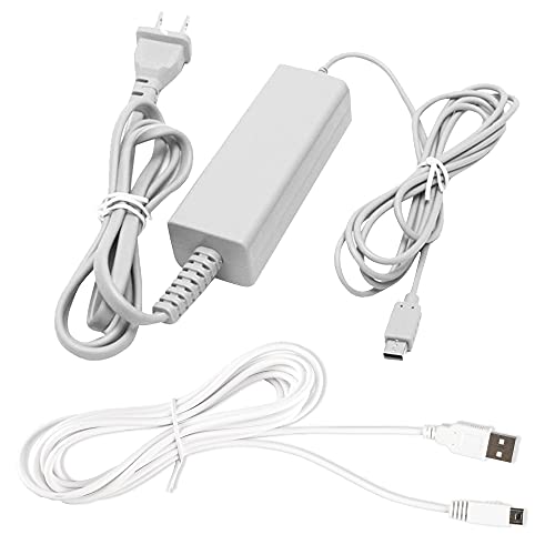 Xahpower Charger Kits for Wii U Gamepad, AC Power Adapter Charger and USB Charging Cord for Nintendo Wii U Gamepad Remote Controller - Image 1