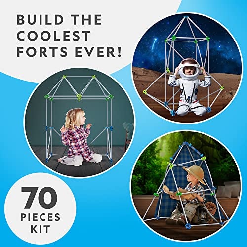 Blue Marble NATIONAL GEOGRAPHIC Kids Fort Building Kit - 70-Piece Indoor Fort Builder - Creative Play, STEM Building Toy, Building Kit for Kids 6-10, Blanket Fort Kit - Image 2