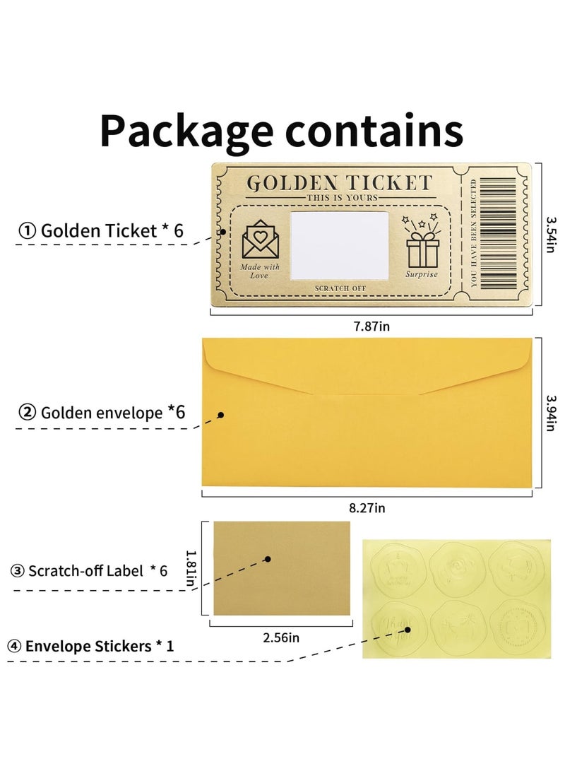 SYOSI 6 Pieces Golden Ticket Scratch-off Cards with Envelopes, DIY Customizable Scratch & Reveal Surprise for Special Occasions, Birthday Gift Cards for Girlfriends, Wives, Loved Ones - Image 5