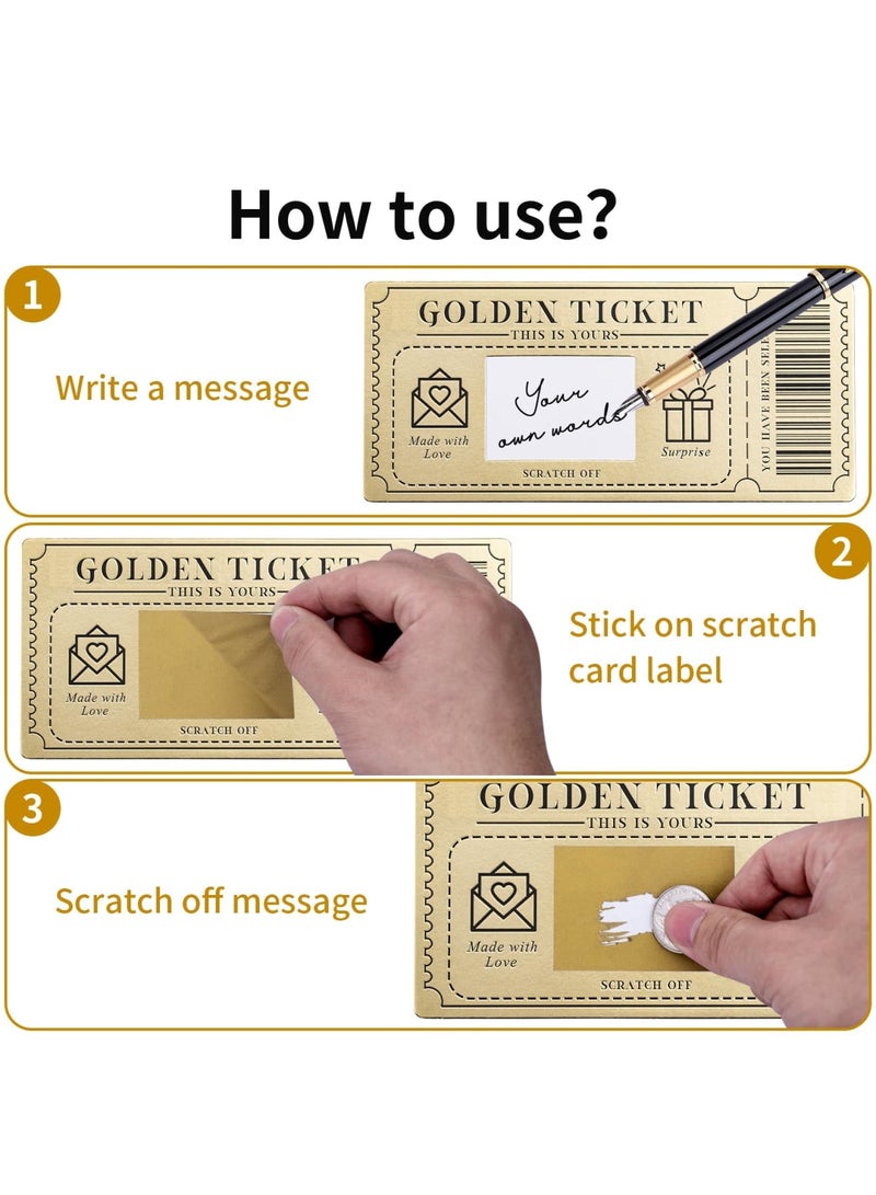 SYOSI 6 Pieces Golden Ticket Scratch-off Cards with Envelopes, DIY Customizable Scratch & Reveal Surprise for Special Occasions, Birthday Gift Cards for Girlfriends, Wives, Loved Ones - Image 3
