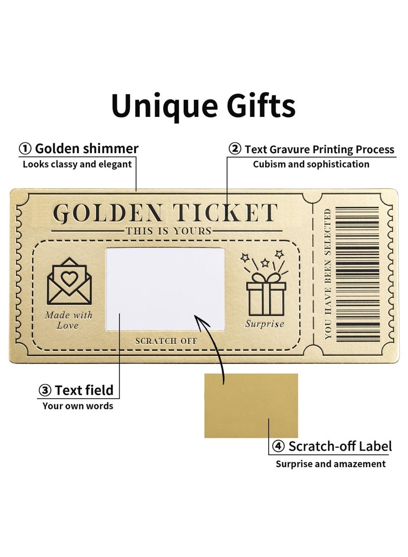 SYOSI 6 Pieces Golden Ticket Scratch-off Cards with Envelopes, DIY Customizable Scratch & Reveal Surprise for Special Occasions, Birthday Gift Cards for Girlfriends, Wives, Loved Ones - Image 4