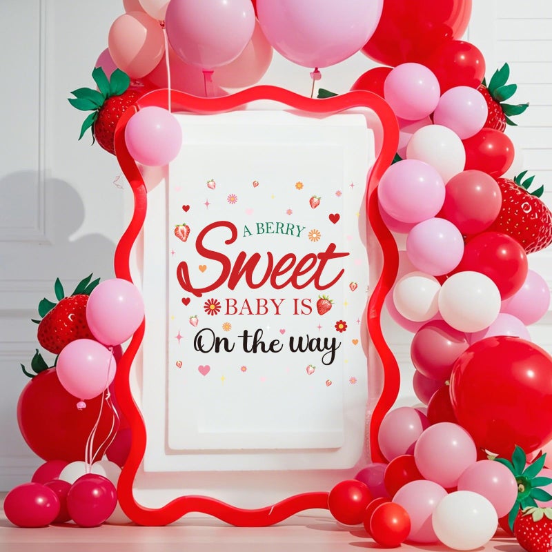 Wxiben Strawberry Baby Shower Decorations - A Sweet Baby is on The Way Wall Decals, Removable Berry Strawberry Wall Stickers for Balloon Arch Backdrop Decor, Gender Reveal Pregnancy Party Supplies - Image 4