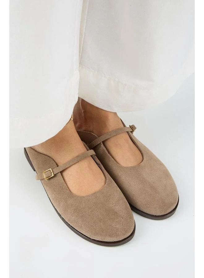 Manijero  Felicia Women's Genuine Leather Flat Elegant Buckled Violet Slipper for Women | Best Price UAE