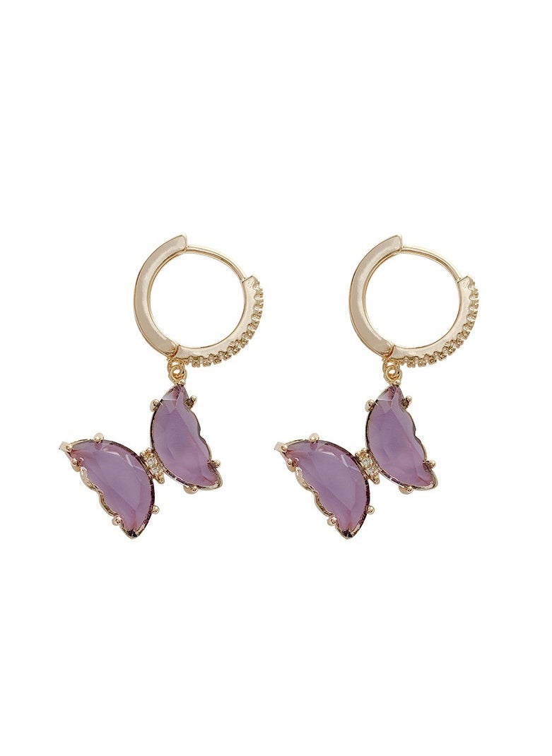 Satinior - Butterfly Element Titanium Steel Butterfly Earrings Necklace Ring Three-Piece Set - Image 1