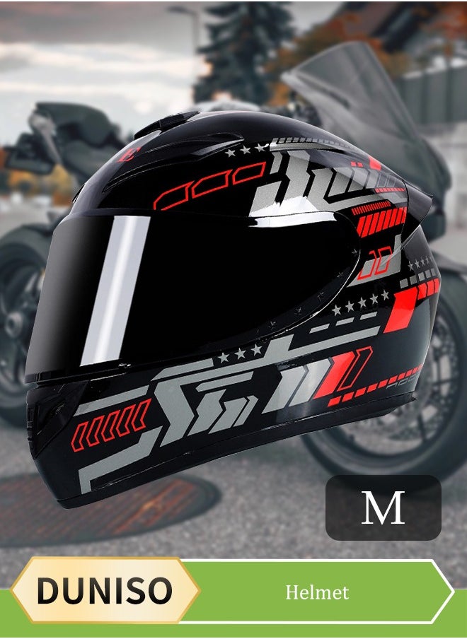 DUNISO Full face motorcycle helmet, lightweight crash resistant motorcycle helmet, all season cool riding helmet，cycling helmet with black lenses, breathable lining, suitable for both men and women，suitable for riding recreational activities（M）  - Image 1