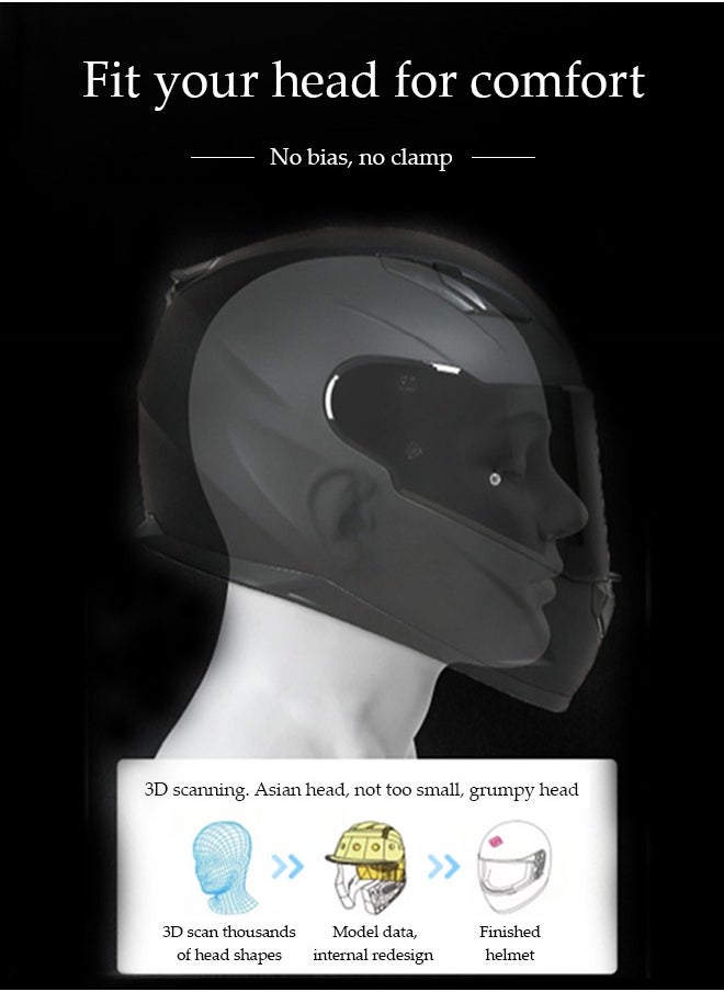 DUNISO Full face motorcycle helmet, lightweight crash resistant motorcycle helmet, all season cool riding helmet，cycling helmet with black lenses, breathable lining, suitable for both men and women，suitable for riding recreational activities（M）  - Image 5