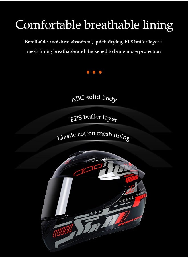 DUNISO Full face motorcycle helmet, lightweight crash resistant motorcycle helmet, all season cool riding helmet，cycling helmet with black lenses, breathable lining, suitable for both men and women，suitable for riding recreational activities（M）  - Image 4