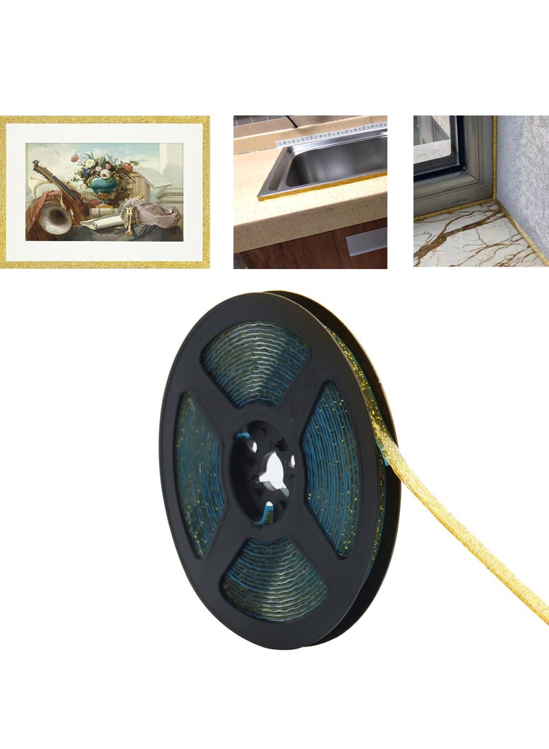 KASTWAVE Self Adhesive Molding Decorative, Seam Beauty Edge Strip Decorative Sticker Sealant Tape Caulking Strip Background Strip for Stoves, Sinks, Toilets, Tile Edges, Wall Corners, Etc. (gold) - Image 1
