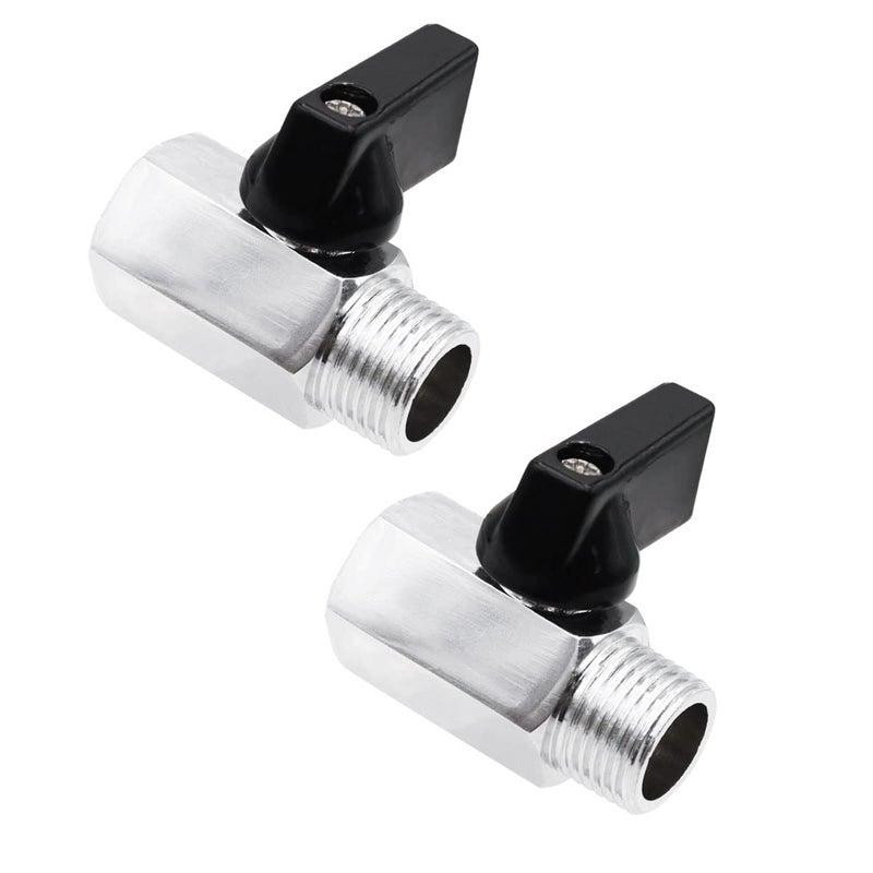 Tnuocke 2pcs Mini Ball Valve 38 NPT Female x Male ThreadHeavy Duty Ball Valve Shut Off Switch with Polished Chrome Finish H05538NPT38NPT