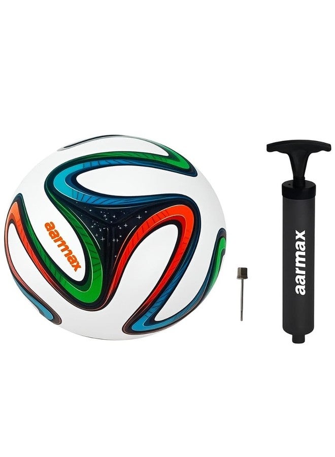 AARMAX AARMAXBrazuka Football for All Ages Suited for The Grass Fields | PU | Suitable for Grass |Practice Ball | Soccer Ball | for Men/Women | Football Size - 5 (with Pump) - Image 2