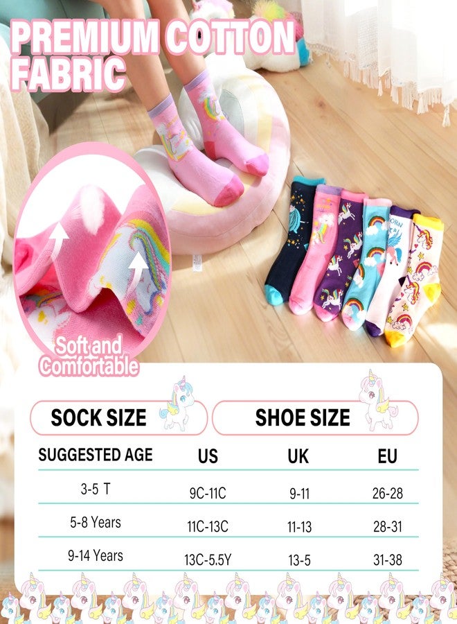 ANTSANG Baby Girls Toddlers Grips Socks Kids Non Slip/Anti Skid Unicorn Striped Crew Cotton Gift Socks, Purple Unicorn, 3-5 Years - Image 4