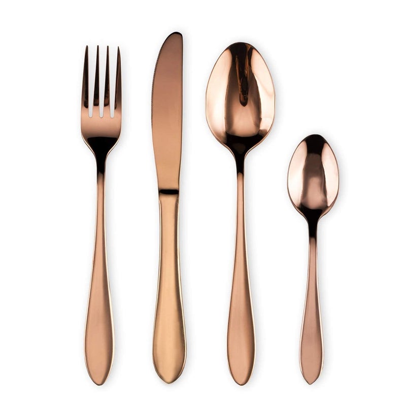 SEMITO Silverware Flatware Cultery Set Stainless Steel Tableware Eating Utensil Rose Gold Mirror Finish for Home Office Party Camping Knife Fork Spoon Pack of 16 - Image 5