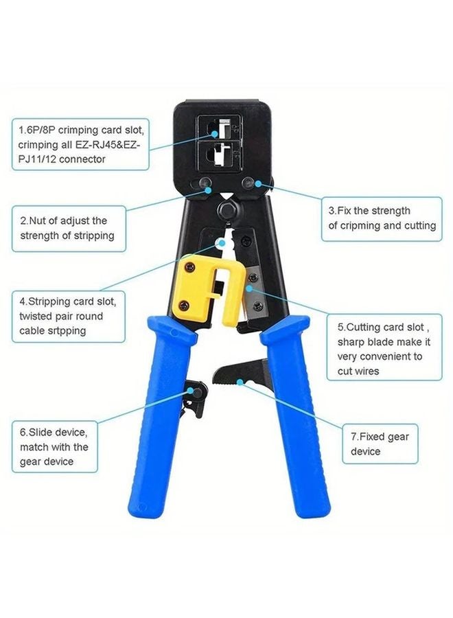 RJ45 Crimping Tool Professional Crimper For Cat6 Cat5 Cat5e Set B With Replacement Blade - Image 4