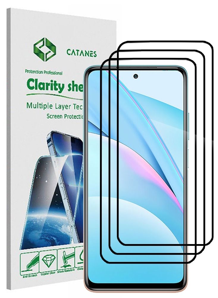 CATANES 3 Pack For Xiaomi Mi 10T Lite 5G Screen Protector Tempered Glass Full Glue Back - Image 1