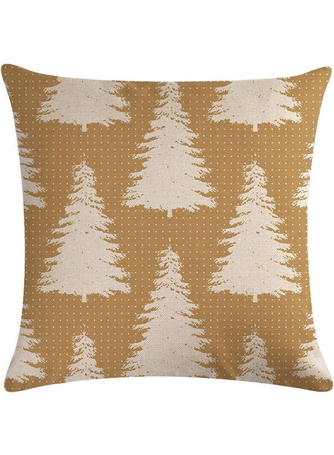 NIBEMINENT Tree Printed Cotton Cushion Cover For Home Decor Yellow/Beige