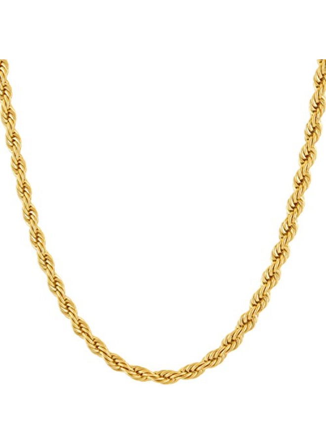 LIFETIME JEWELRY 24k Real Gold Plated 4mm Rope Chain Necklace Diamond Cut Gold Chain for Men Women (24 inches, Gold Plated) - Image 1