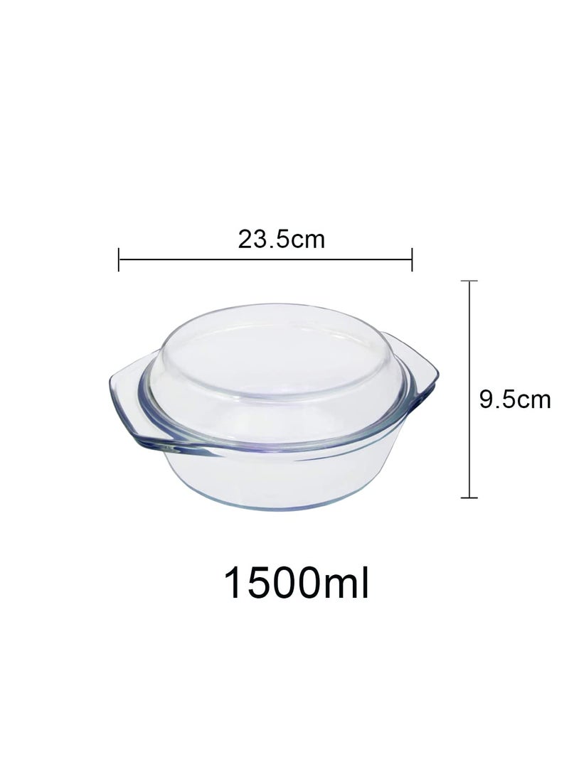 PUREFIT ; Healthy Me PUREFIT Borosilicate Glass Round Storage Multipurpose Casserole Microwave Oven freezer Safe Bake Serve 1500ml Pack of 4  - Image 2