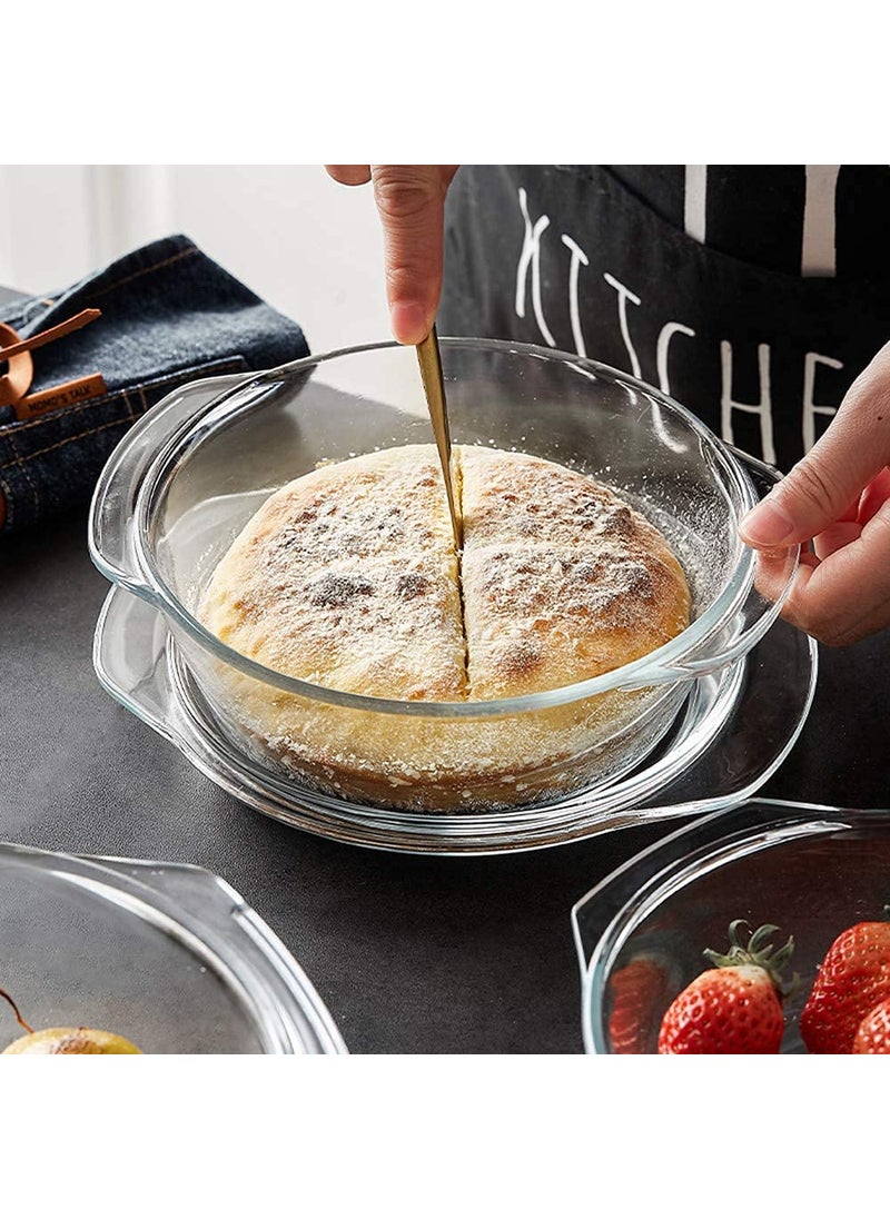 PUREFIT ; Healthy Me PUREFIT Borosilicate Glass Round Storage Multipurpose Casserole Microwave Oven freezer Safe Bake Serve 1500ml Pack of 4  - Image 1