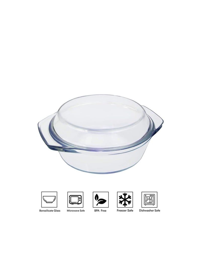 PUREFIT ; Healthy Me PUREFIT Borosilicate Glass Round Storage Multipurpose Casserole Microwave Oven freezer Safe Bake Serve 1500ml Pack of 4  - Image 3