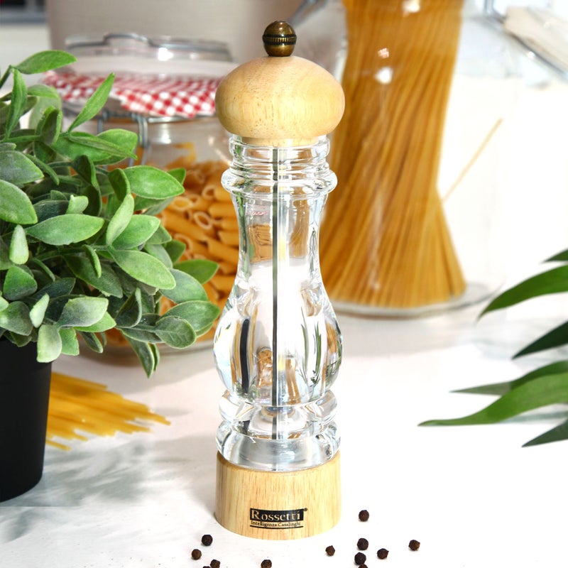 Rossetti Heritage Clear & Wood Pepper Grinder Large
