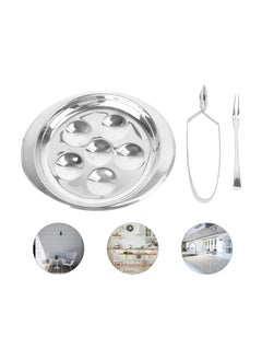 Excefore Snail Tong Forks Set, 3 Pcs Stainless Steel Escargot Tableware Metal Snail Tong 6 Compartment Holes Snail Plate Tong Escargot Fork Escargot Plate for Home BBQ Restaurant  - Image 2