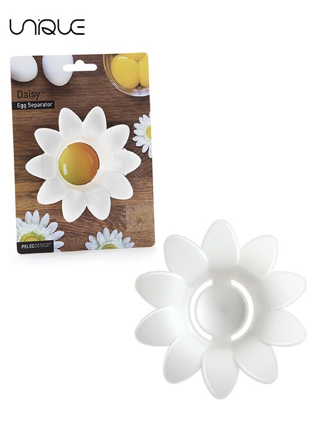 Unique Egg Separator,Flower Shape Egg White Separator,Egg White Yolk Divider Kitchen Gadgets Baking Tools Egg Extractor, Cute Flower Design-White  - Image 1