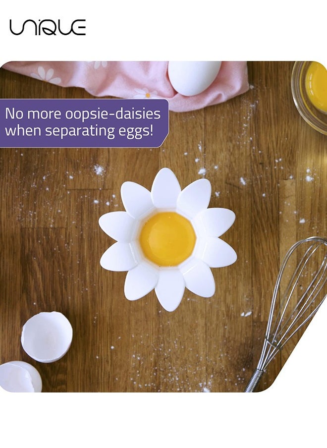 Unique Egg Separator,Flower Shape Egg White Separator,Egg White Yolk Divider Kitchen Gadgets Baking Tools Egg Extractor, Cute Flower Design-White  - Image 3