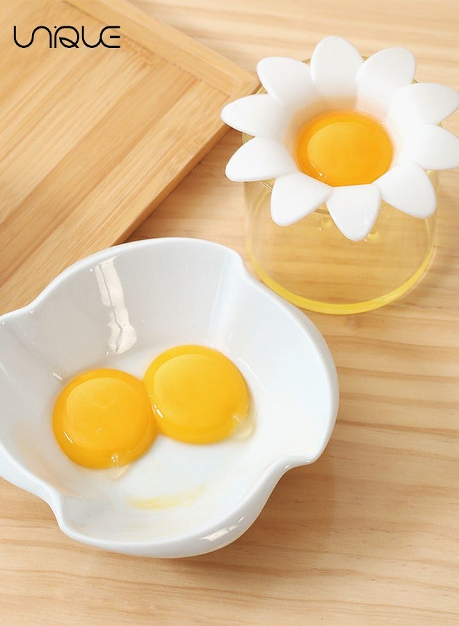 Egg Separator,Flower Shape Egg White Separator,Egg White Yolk Divider Kitchen Gadgets Baking Tools Egg Extractor, Cute Flower Design-White