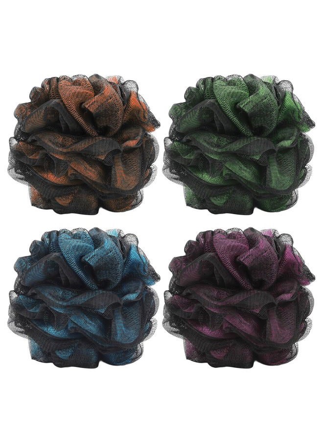 Tbestmax Loofah Bath and Shower Sponge Pouf, Mesh Brush Ball Exfoliating Body Scrubber Ball Pack of 4 (60g/pcs) - Image 1