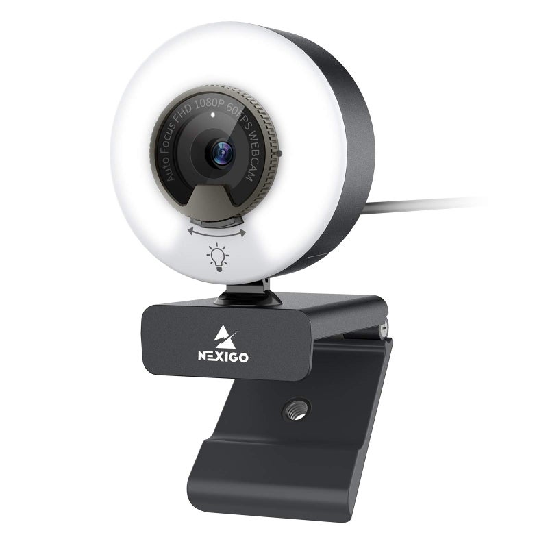 NexiGo N960E 1080P 60FPS Webcam with Light, Software Included, Fast AutoFocus, Built-in Privacy Cover, USB Web Camera, Dual Stereo Microphone, for Zoom Meeting Skype Teams Twitch - Image 3