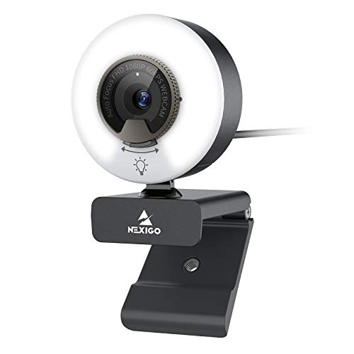 NexiGo N960E 1080P 60FPS Webcam with Light, Software Included, Fast AutoFocus, Built-in Privacy Cover, USB Web Camera, Dual Stereo Microphone, for Zoom Meeting Skype Teams Twitch - Image 1