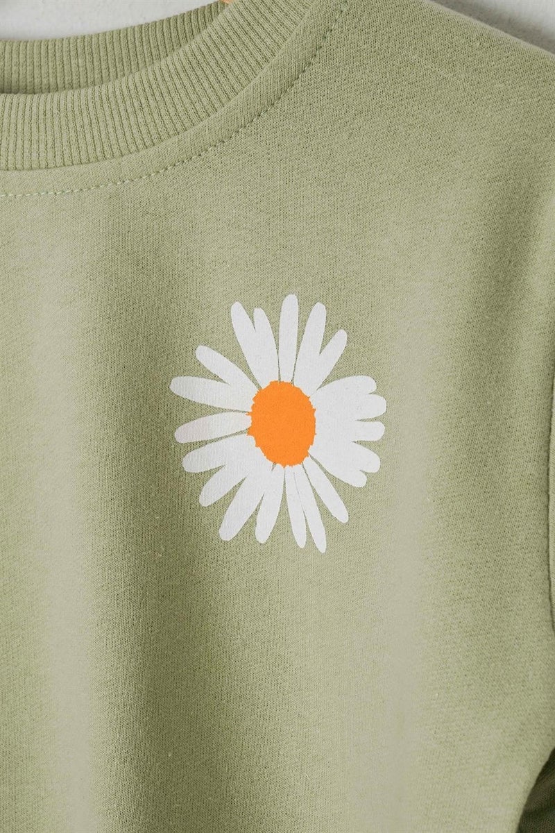 Zepkids Girls Green Colored Ruffled Sleeve Tracksuit  - Image 3