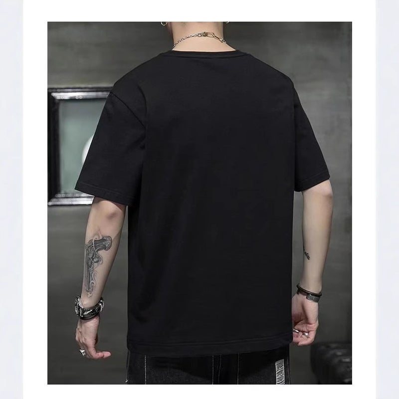 Short-Sleeved T-Shirt Men'S Trendy Brand Korean Style Casual Thin Half-Sleeved T-Shirt Men'S Hong Kong Style Loose Round Neck T-Shirt - Image 4