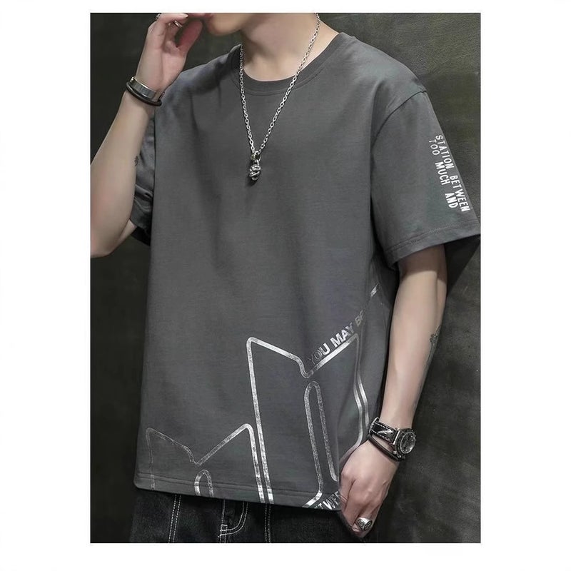 Short-Sleeved T-Shirt Men'S Trendy Brand Korean Style Casual Thin Half-Sleeved T-Shirt Men'S Hong Kong Style Loose Round Neck T-Shirt - Image 5