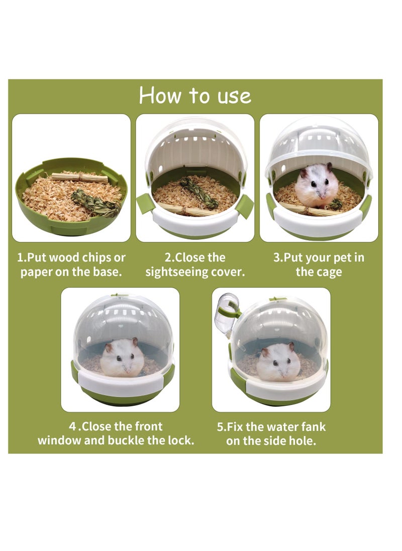 SYOSI Hamster Carrier Cage Portable Mice Travel Case Plastic Small Animal Carrier Rat Carry Cage with Water Bottle for Dwarf Hamster Mouse Pet Outgoing & Traveling (Moss Green)  - Image 3