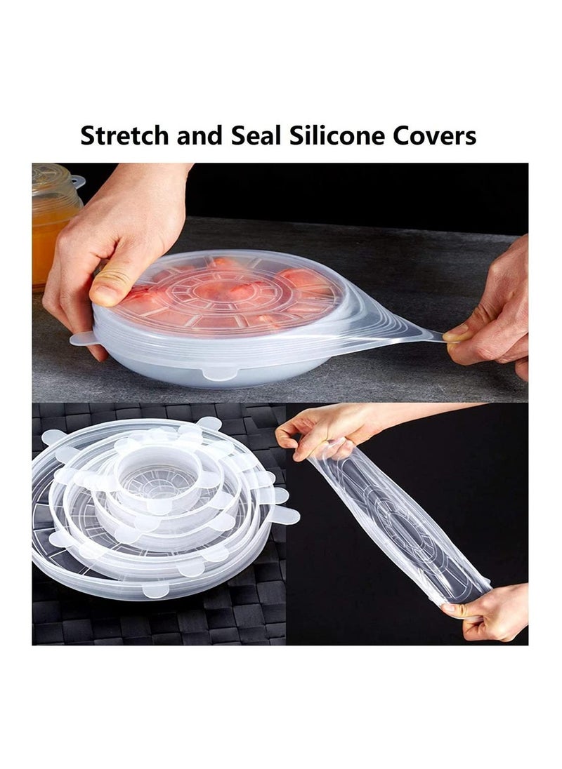 KASTWAVE - Silicone Stretch Lids 12 Pack Reusable Silicone Food Covers Expandable To Fit Various Shape of Containers Dishes Bowls Alternative To Cling Film Non-Toxic - Image 1