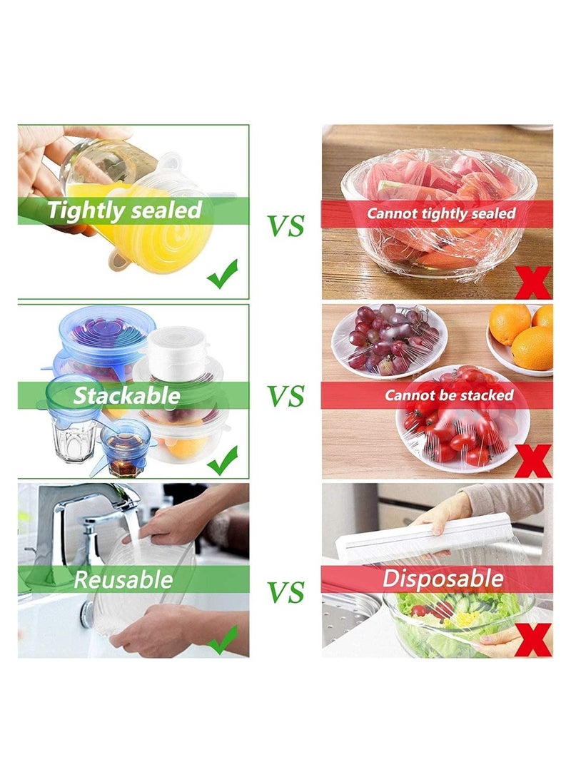 KASTWAVE - Silicone Stretch Lids 12 Pack Reusable Silicone Food Covers Expandable To Fit Various Shape of Containers Dishes Bowls Alternative To Cling Film Non-Toxic - Image 1