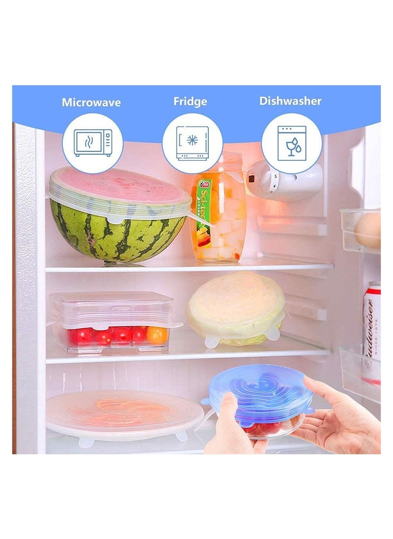 KASTWAVE - Silicone Stretch Lids 12 Pack Reusable Silicone Food Covers Expandable To Fit Various Shape of Containers Dishes Bowls Alternative To Cling Film Non-Toxic - Image 1