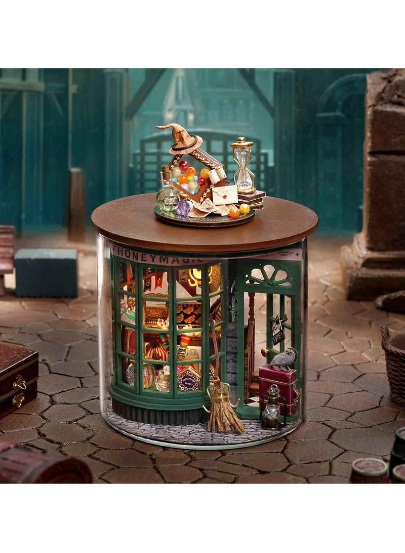 Dollhouse DIY Miniature Wooden Furniture Kit, Mini Handmade Dollhouse Model with Dust Cover and LED, 1:24 Scale Creative Woodworking Toy, Desktop Ornaments, Suitable for Friends Birthday Gift (Magic Shop) - Image 4