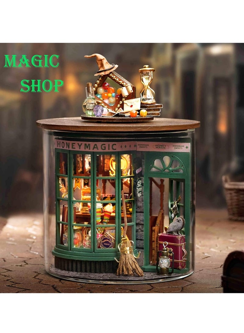 Dollhouse DIY Miniature Wooden Furniture Kit, Mini Handmade Dollhouse Model with Dust Cover and LED, 1:24 Scale Creative Woodworking Toy, Desktop Ornaments, Suitable for Friends Birthday Gift (Magic Shop) - Image 5